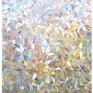 rabbitgoo Frosted Window Film Privacy Rainbow Stained Glass 23.6x157.4"